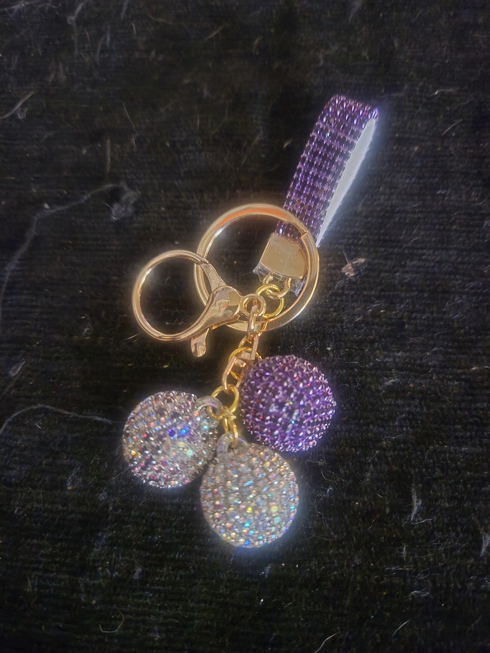 Sparkling Purple Crystal Keychain Charm, Purse Bag Charm